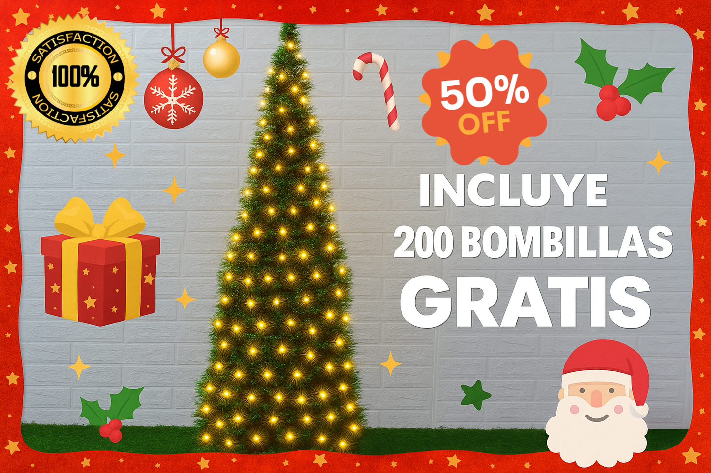 Árbol Navideño Plegable | 200 LUCES GRATIS