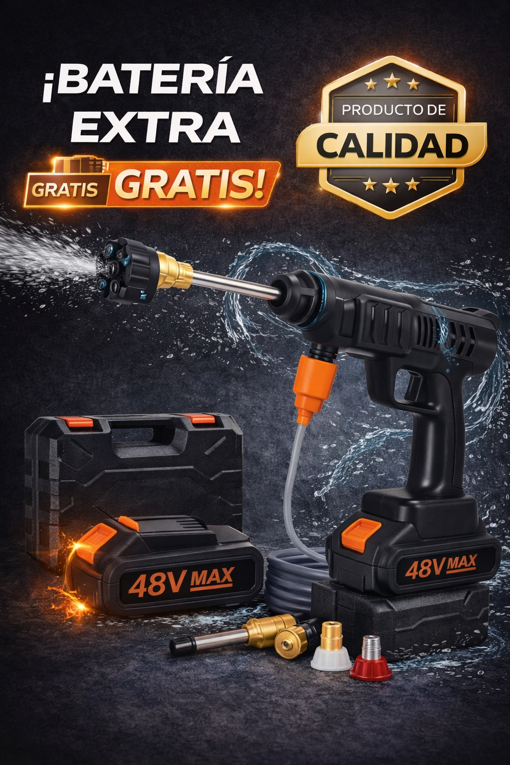 AquaBlast™ | Hidrolavadora portátil | RECIBE BATERÍA ADICIONAL GRATIS.
